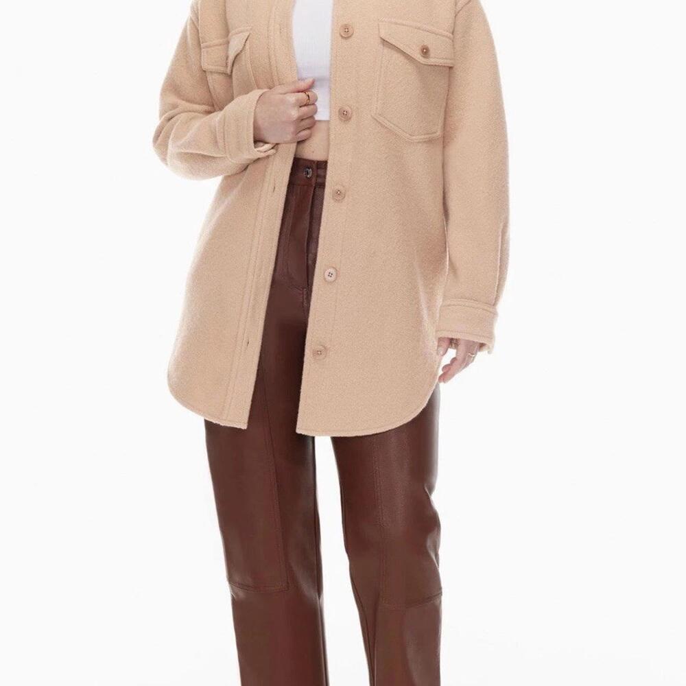 Aritzia Wilfred Free Merino Wool Ganna Shirt Jacket Women XS Chasm Brown Shacket